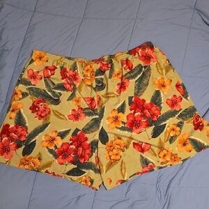 Susan Graver Floral Yellow and Red Women's Shorts